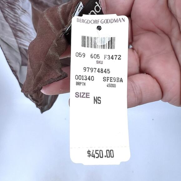 Eskandar 100% Silk Brown Ficus Elasticus Georgette Scarf - Picture 8 of 10